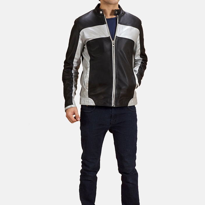 Men's Rugged Structured Biker Leather Jacket