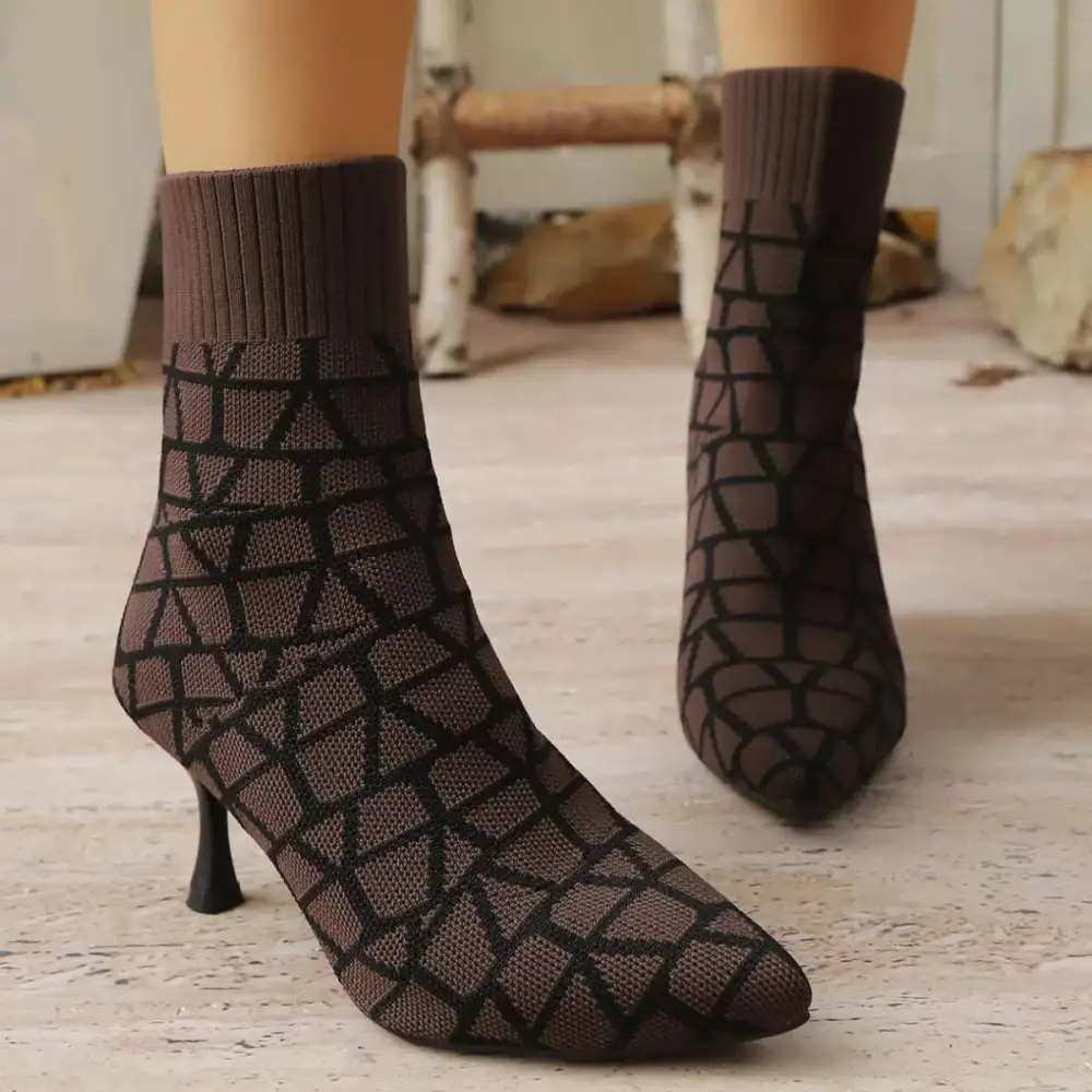 Pointed Toe Flared Heel Boots