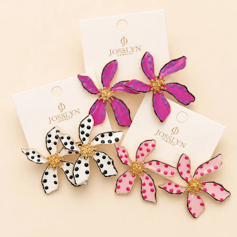 Large Polka Dot Flower Stud