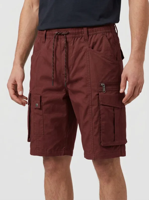 Men's Drawstring Waist Elastic Waist Snap Cargo Pockets Reinforced Stitching Cargo Shorts