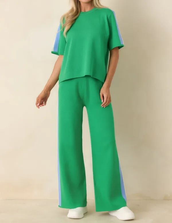 Green Multi Stripe Knit Top