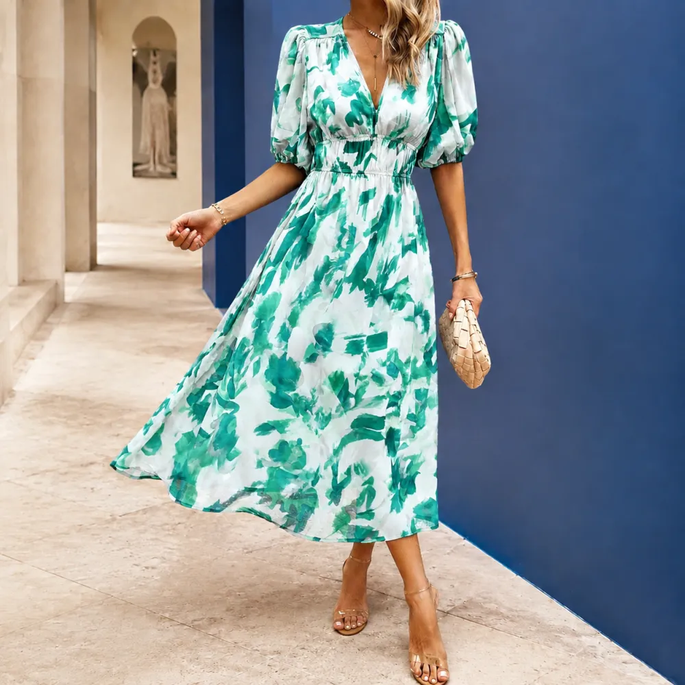 Printed A-Line Maxi Dress