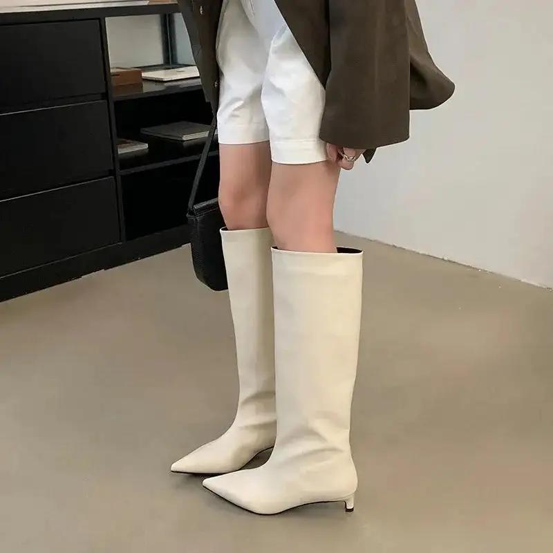 Pointed-Toe Knee-High Boots