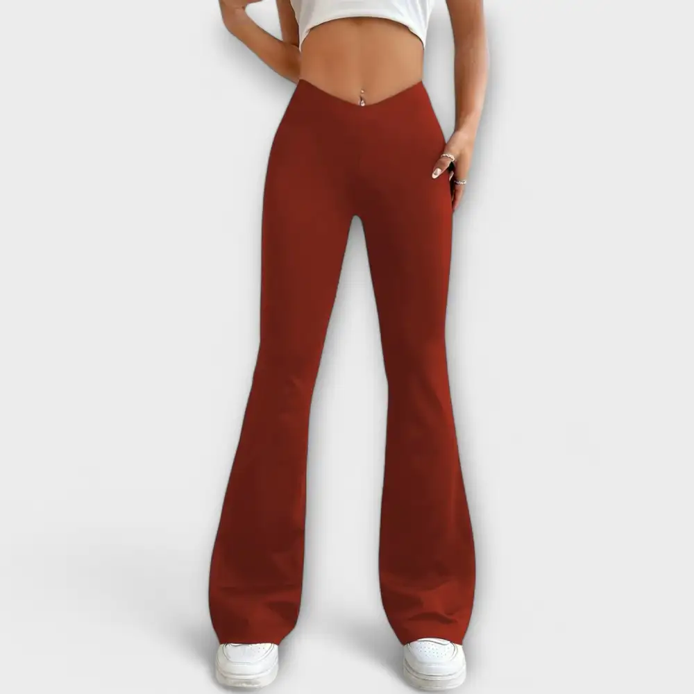 Flared Leg High Waist Lightweight Trousers