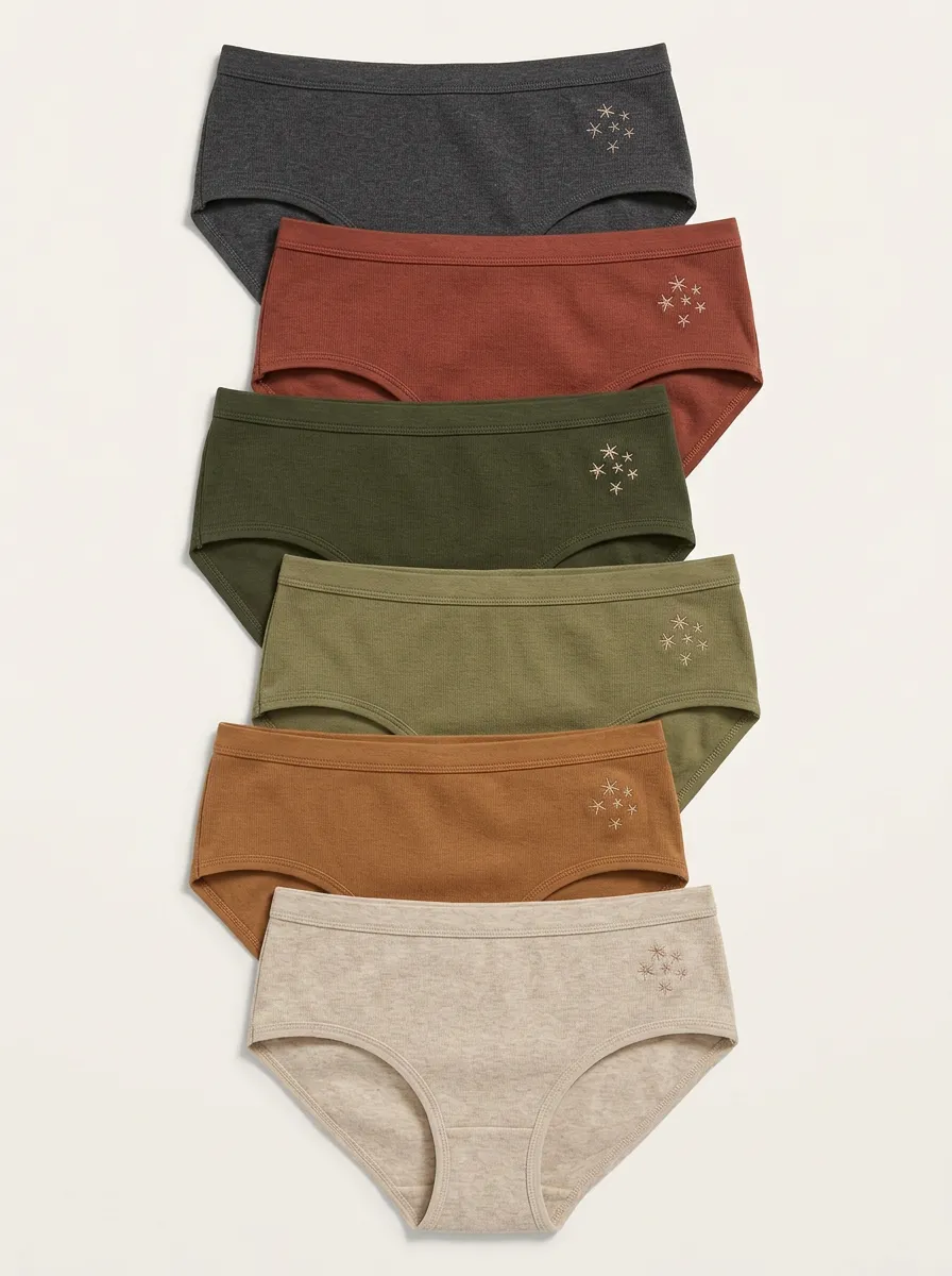 Women's Ribbed Star Embroidered Hipster Brief Set