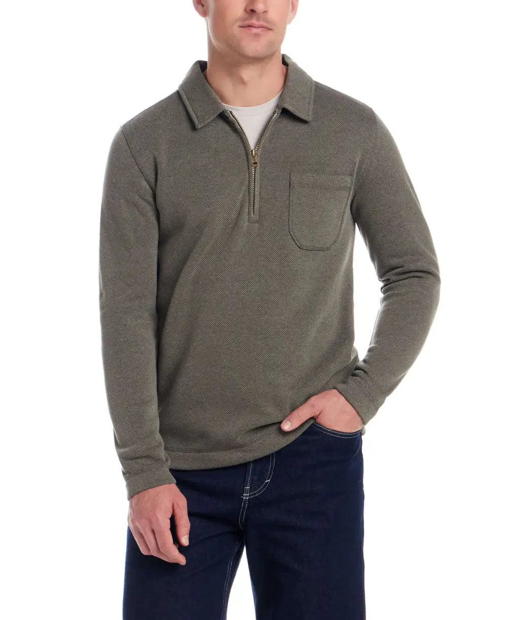 Men's Quarter Zip Mock Neck Sweater