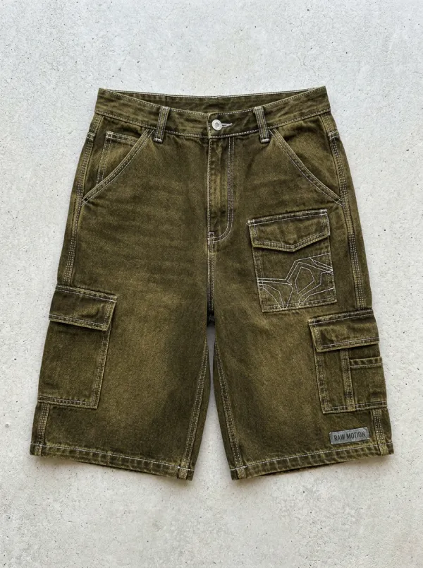 Utility Design Cargo Denim Washed Men's Cargo Shorts