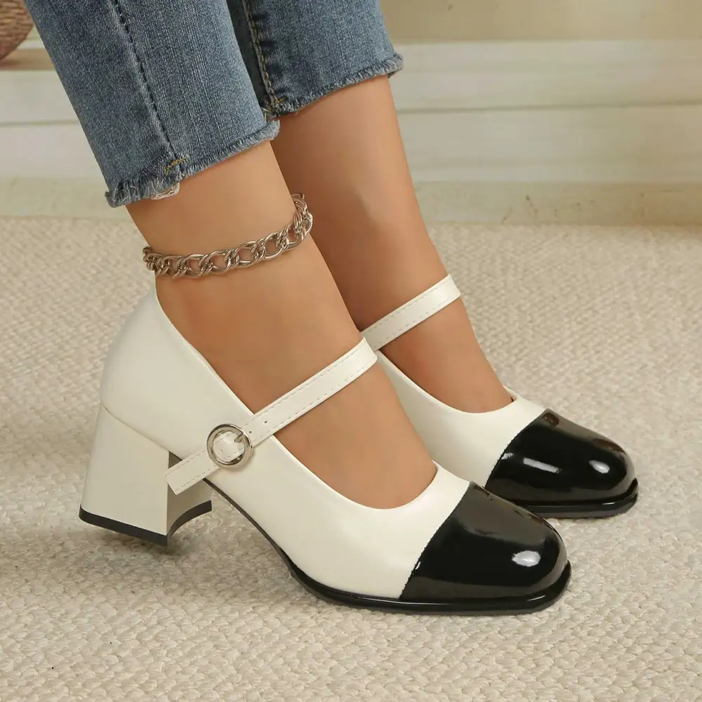 Flexible Strap Low Heel Shoes