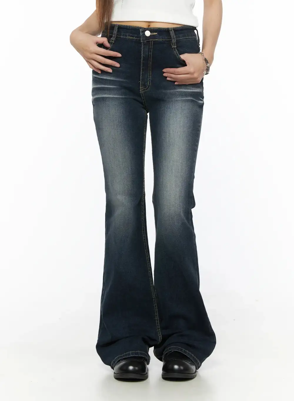Whiskered Bootcut Jeans