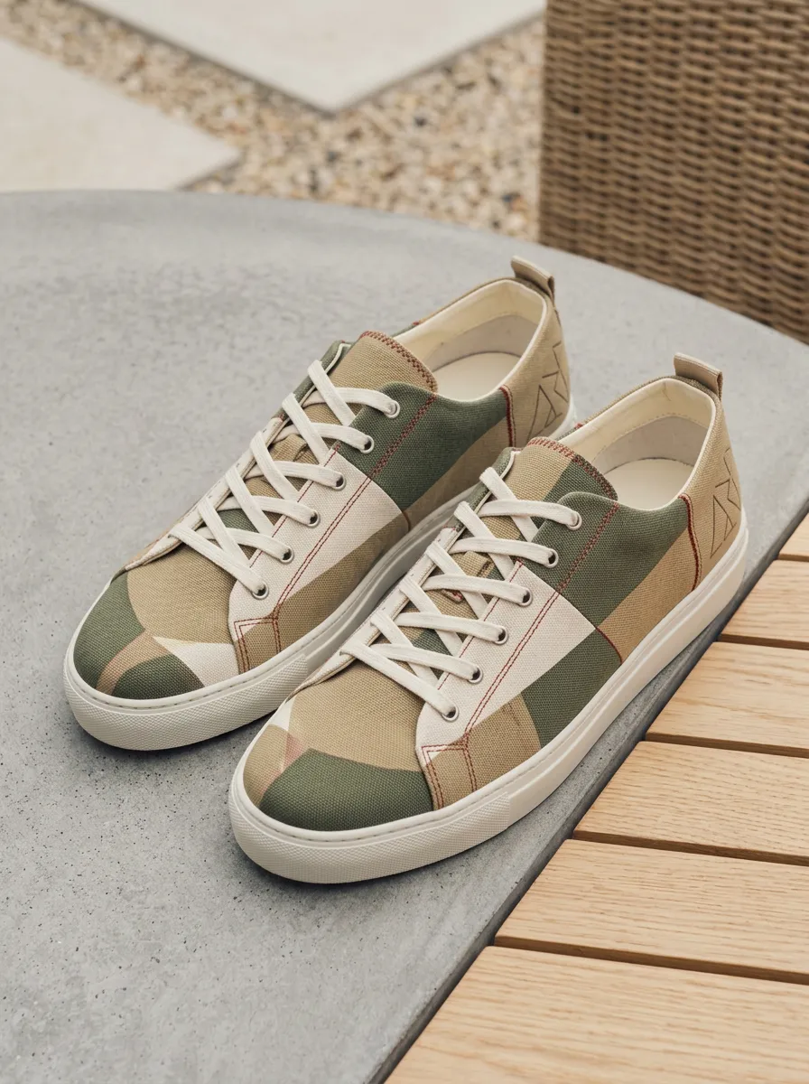 Patchwork Geometric Canvas Sneakers