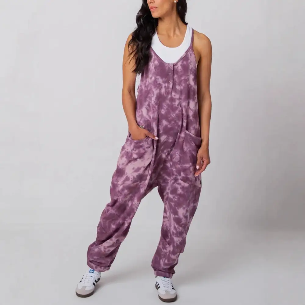 Graphic Plaid-Pattern Silhouette Jumpsuit