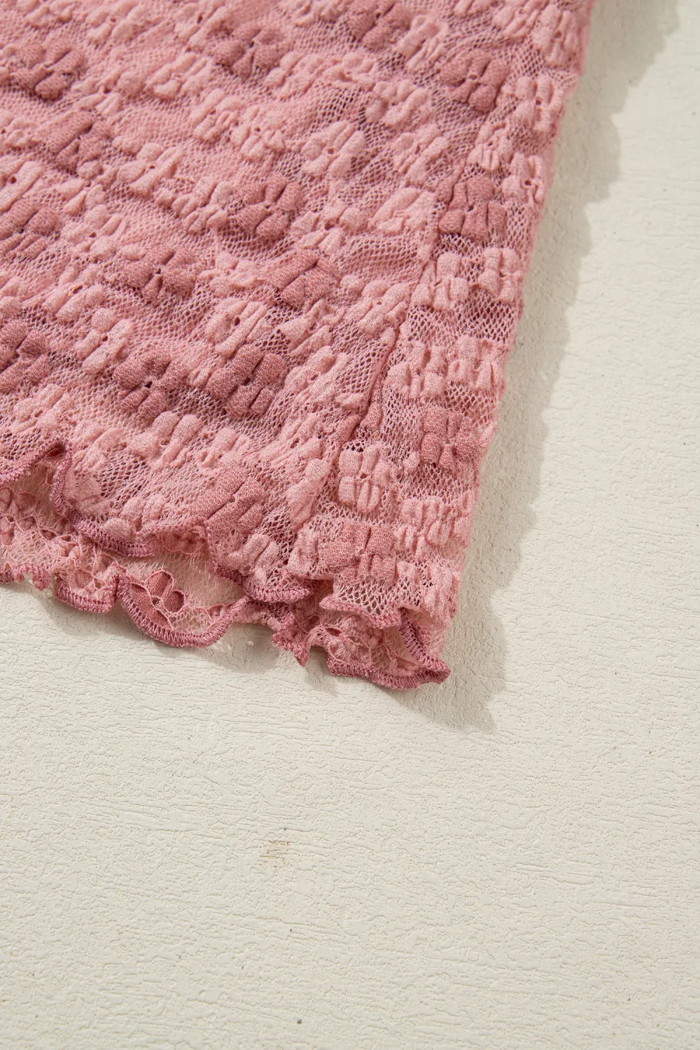 Peach Blossom Drawstring Knot Detail Blouse