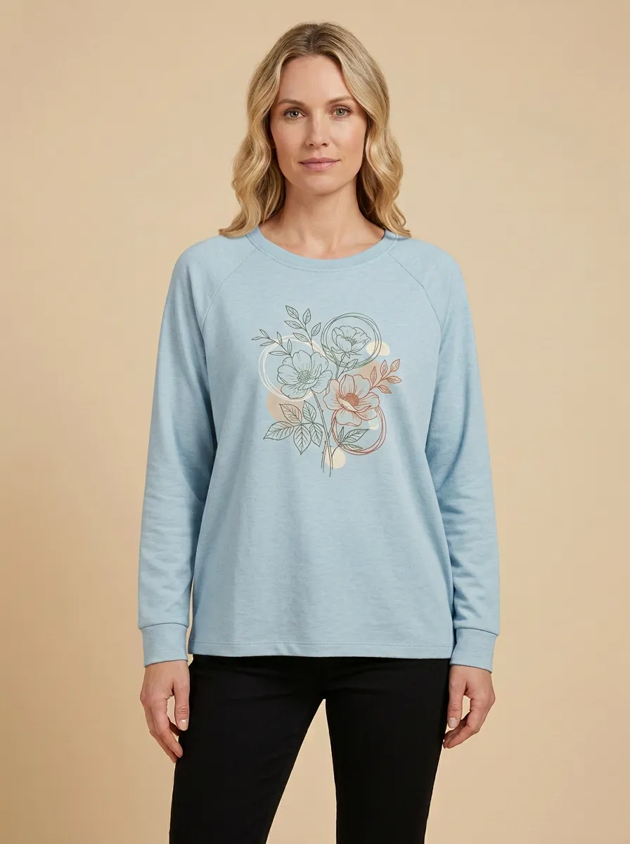 Women's Botanical Floral Graphic Raglan Sweatshirt