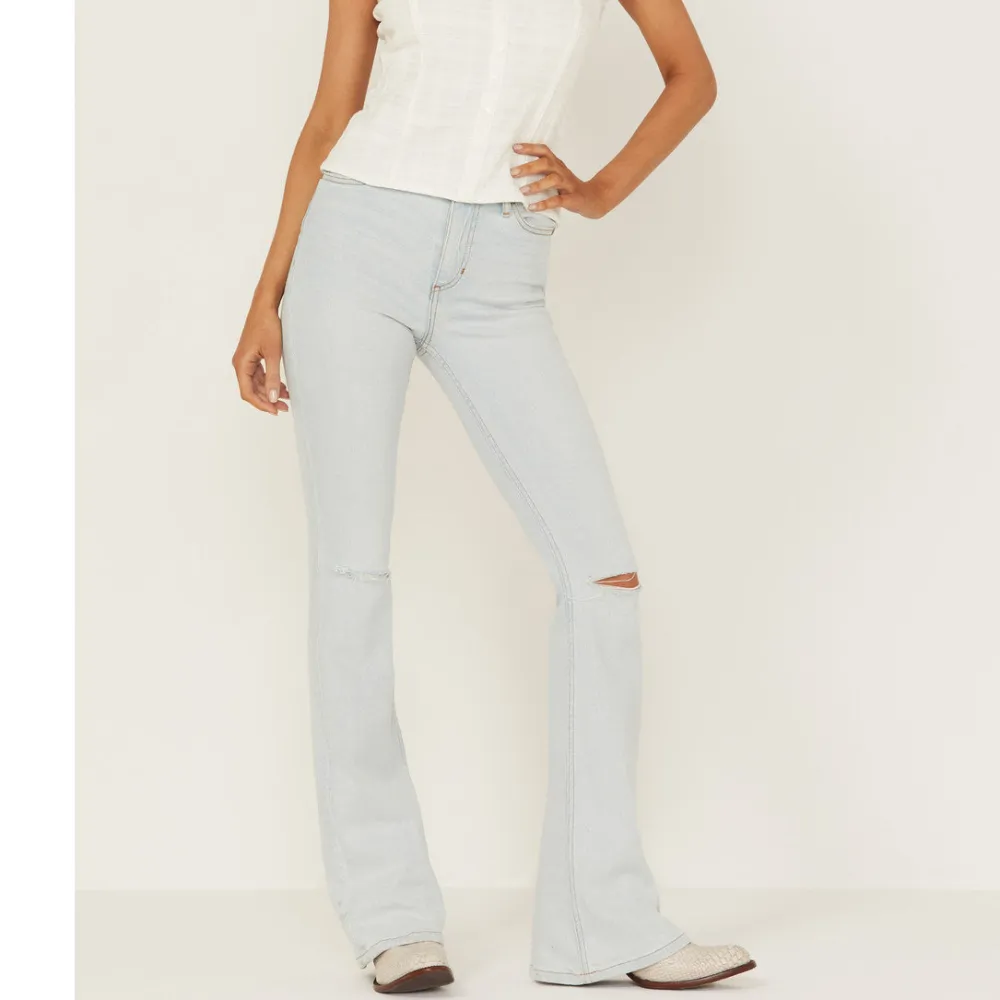 High Rise Flare Distressed Jeans