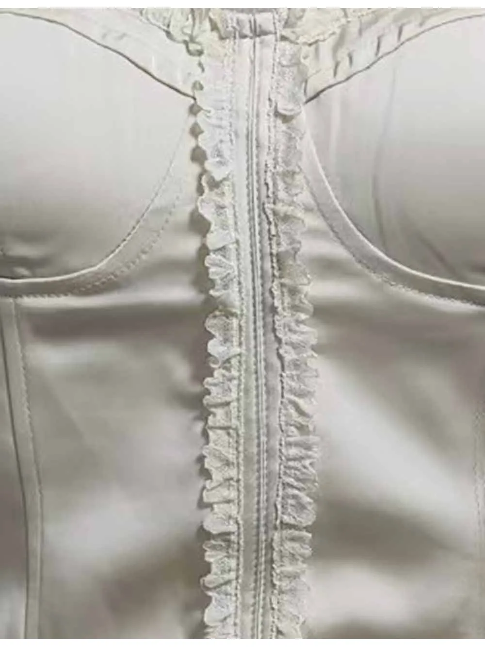 Ruffle Trim Corset Smocked Back Crop Cami Top