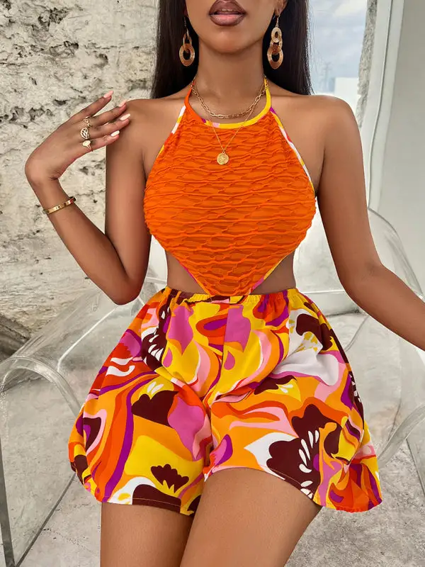 Hollow Bright Halter Jumpsuit