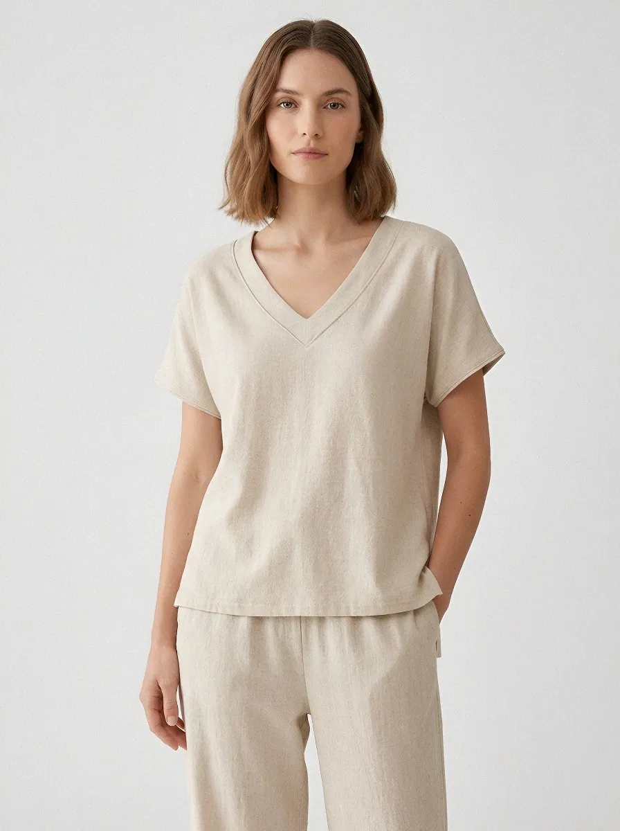 Easy-Wear Relaxed Women's V-Neck Casual Lounge Set