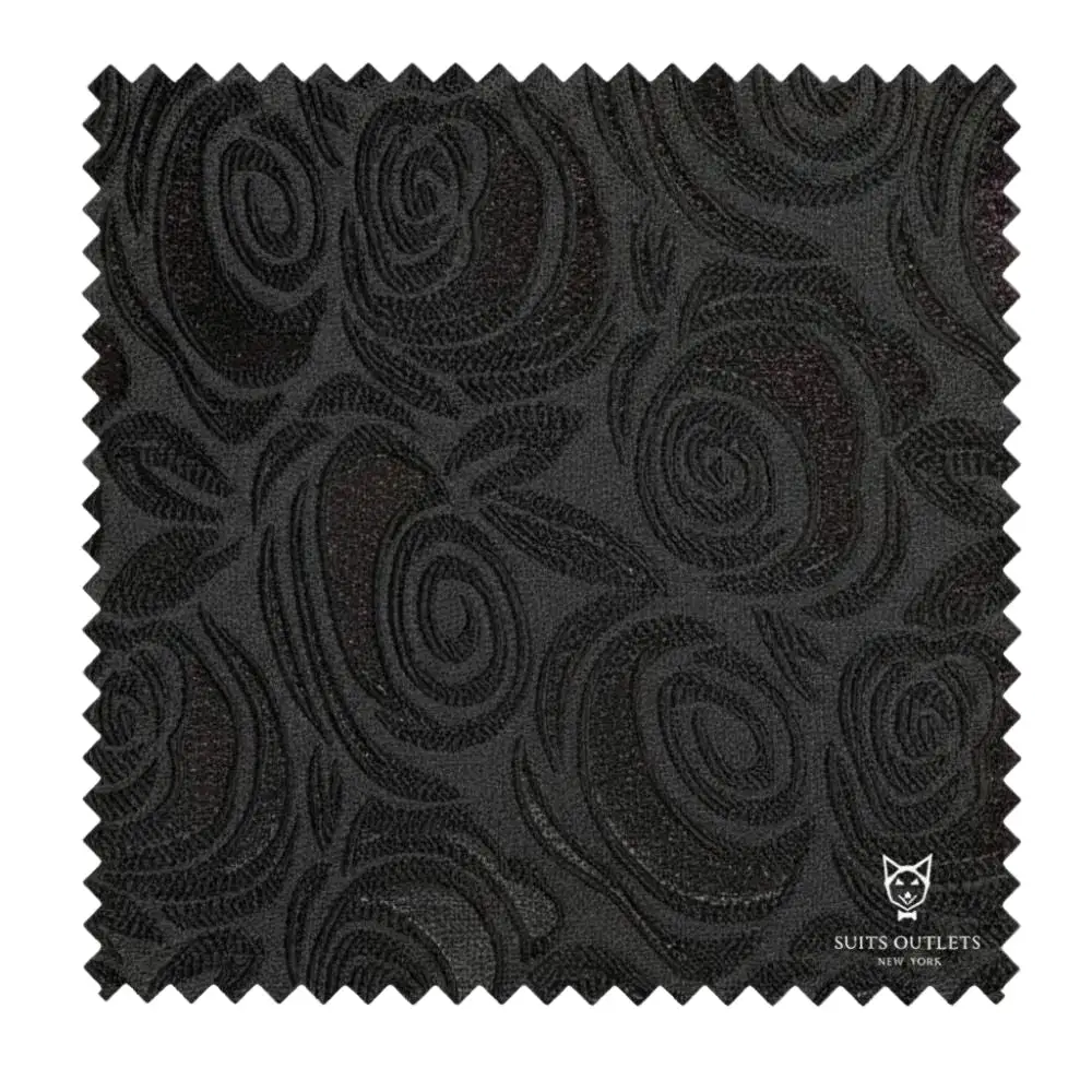 Black Regular Fit Jacquard Floral Single Breasted Shawl Lapel Blazer