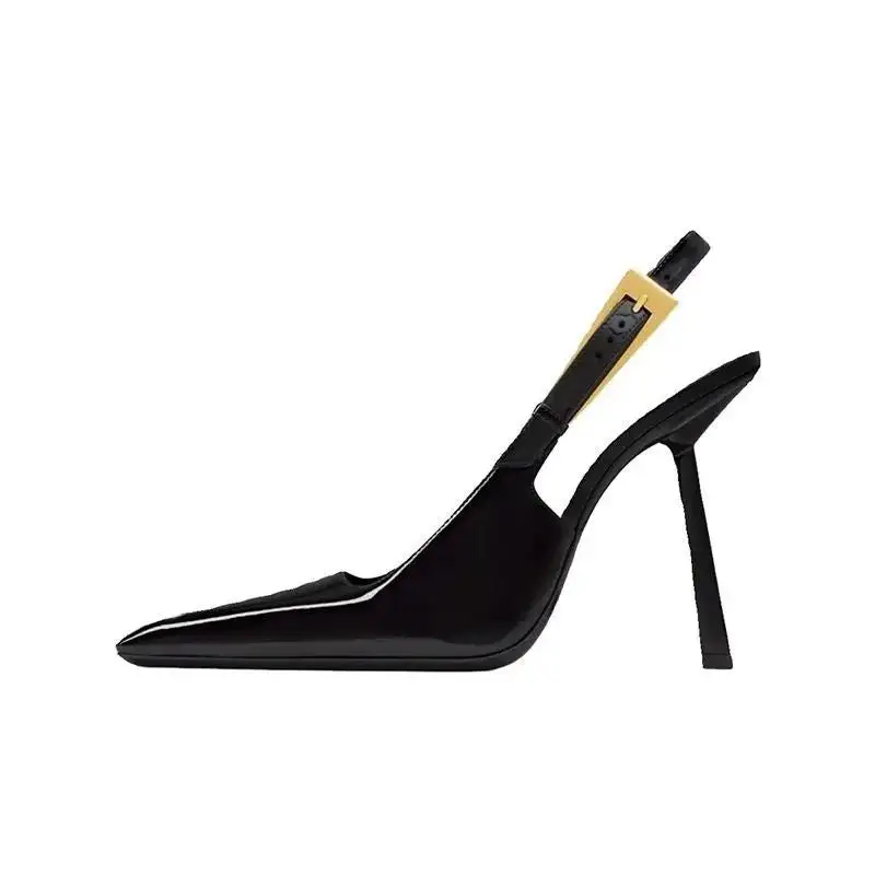 Glossy Finish Pointed Toe Sandals