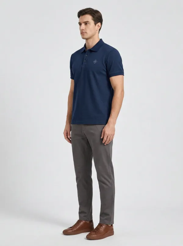 Compass-Detail -Detail Nautical-Inspired Men's Polo Shirt