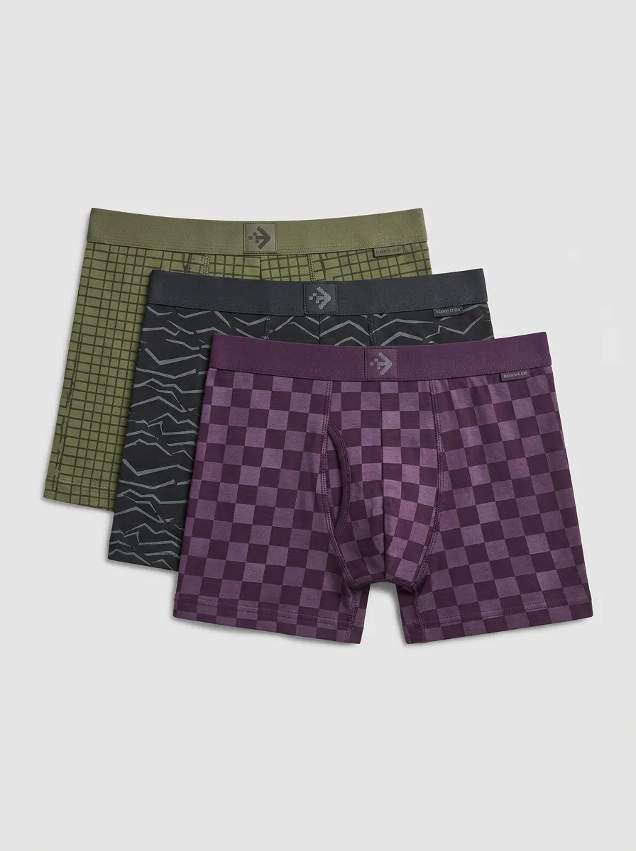 Checkered Geometric Boxer Brief Set