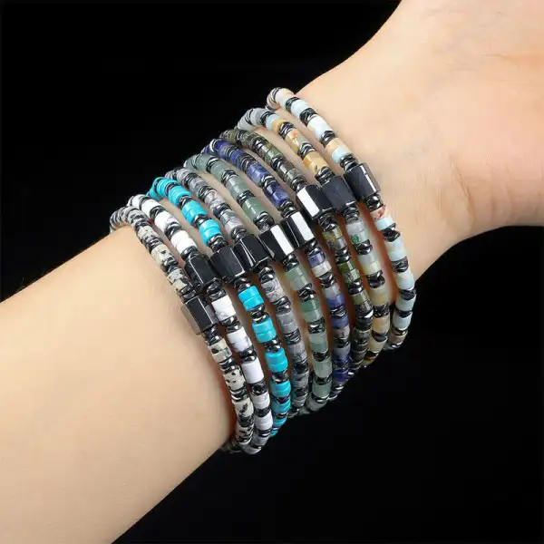 Sodalite Hematite Cube Spacer Bracelet
