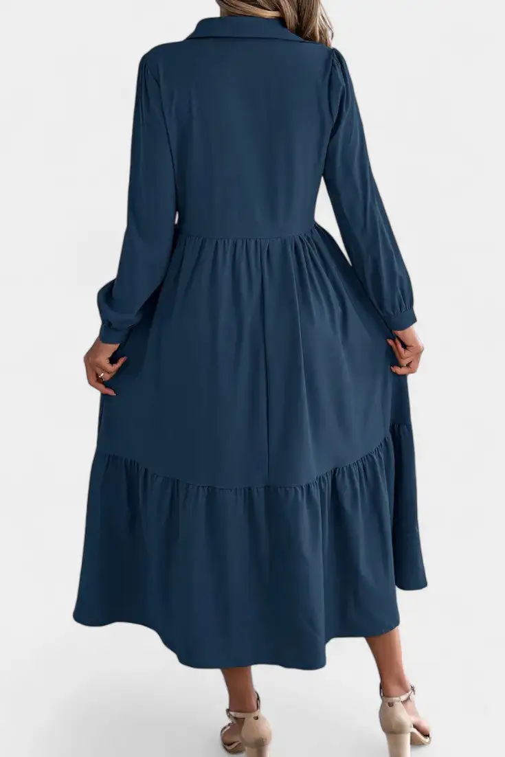 Shirt-Style Long-Sleeve Maxi Dress