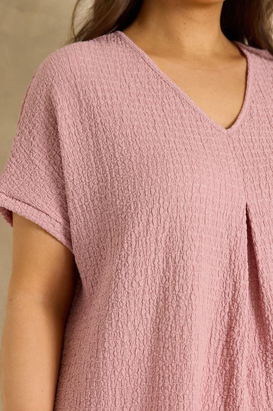Blush Pink Plisse Pleat Top detail 3