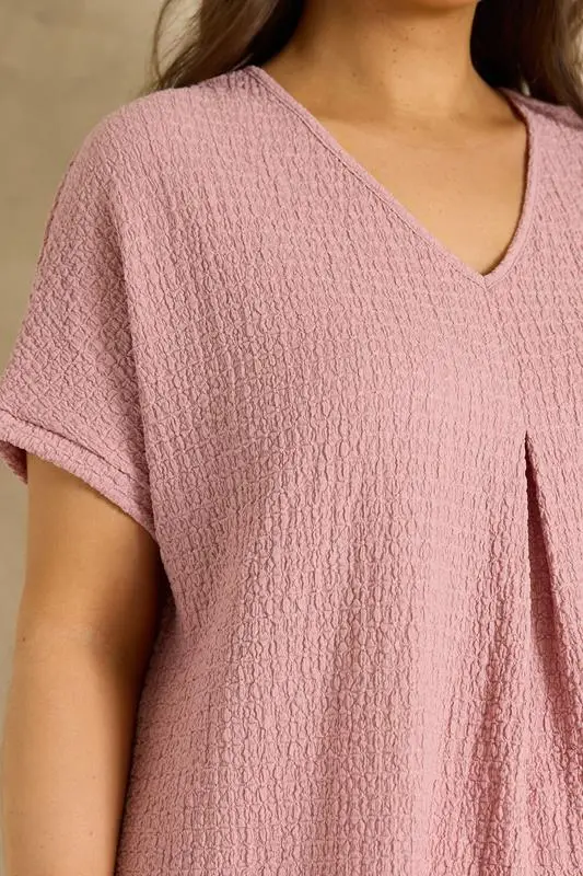 Blush Pink Plisse Pleat Top