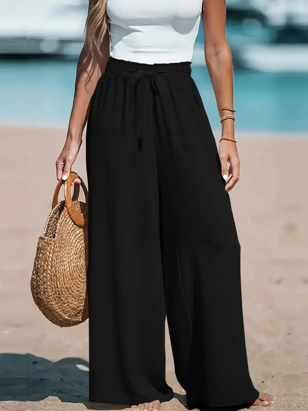 Wide Leg Drawstring Everyday Versatile Pants