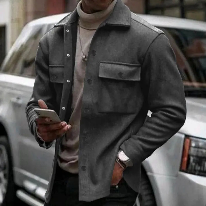Buttoned Textured Work Jacket