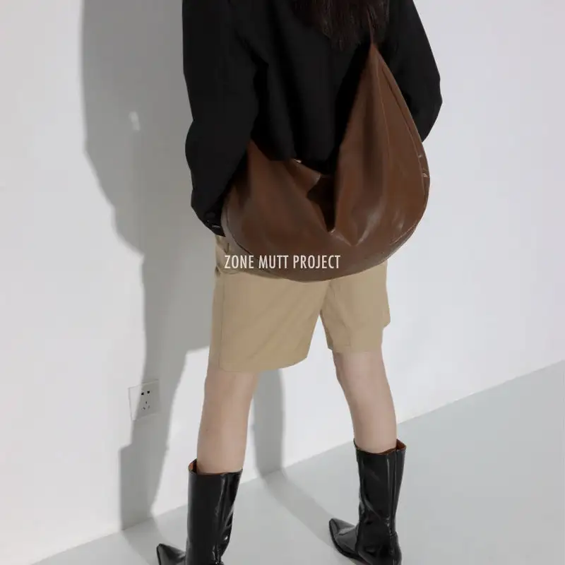 Large Capacity Soft Leather Tote Bag Minimal Chic Shoulder Crossbody