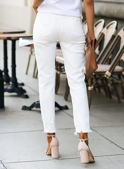 Distressed Straight Ankle Fit Jeans