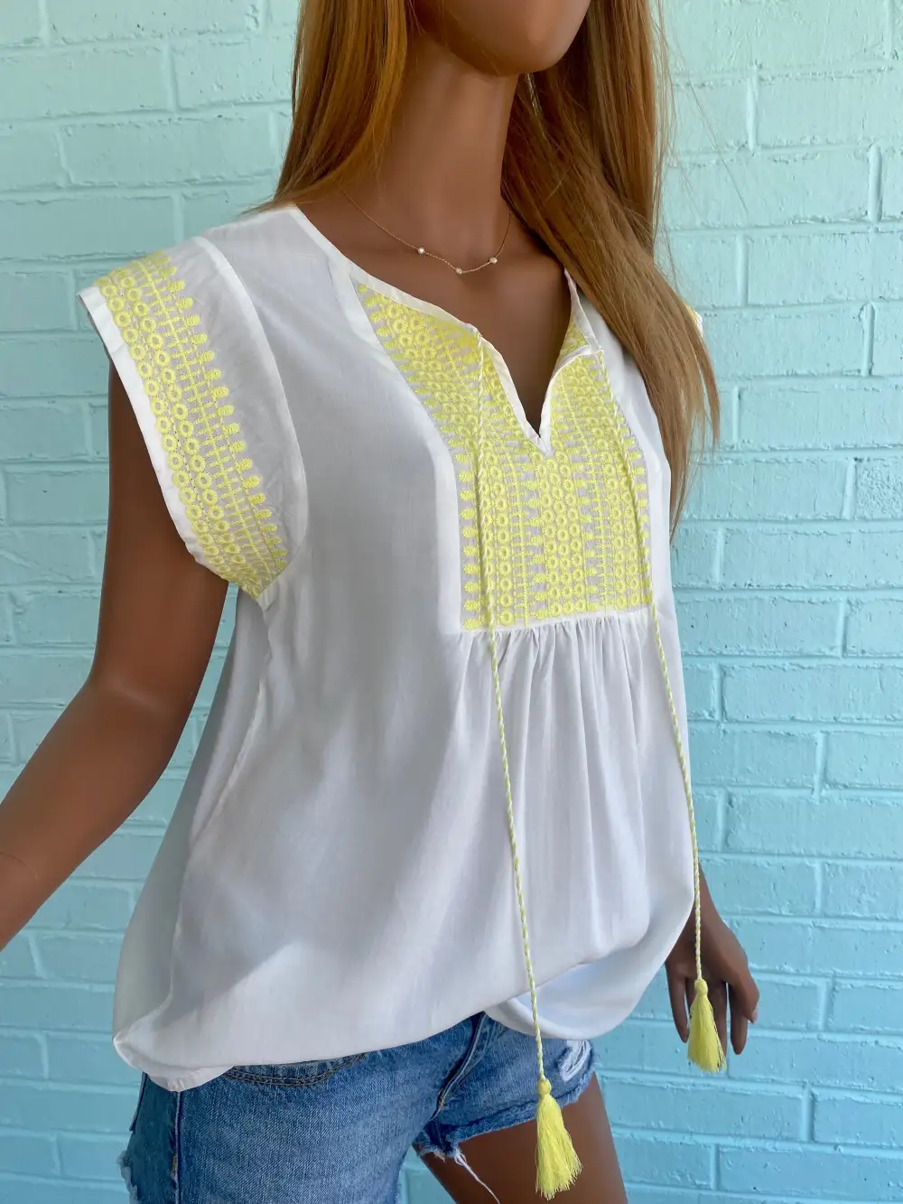 Embroidered Tassel Blouse