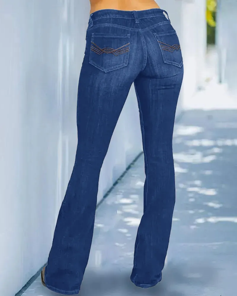 Vintage Mid Waist Flare Jeans
