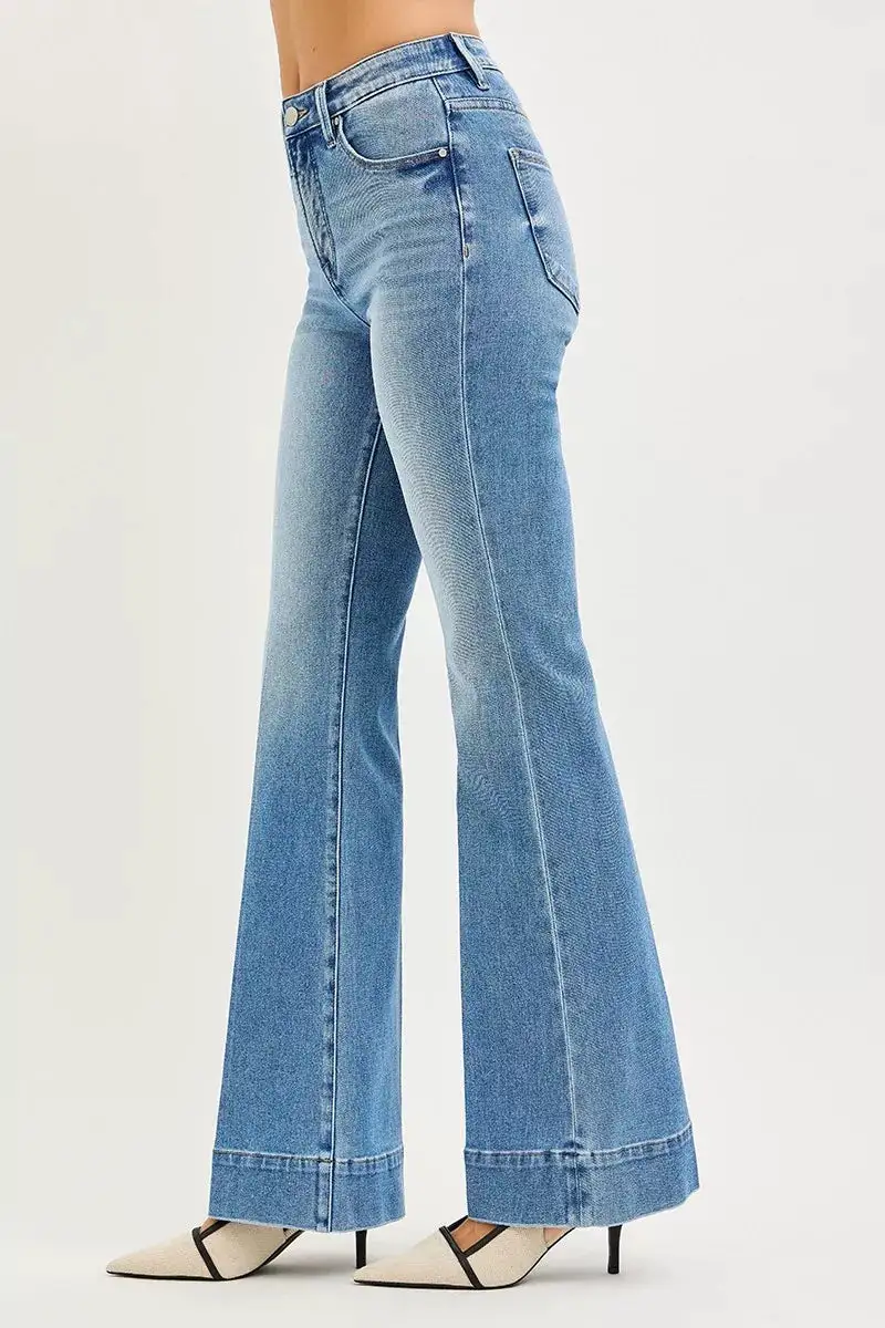 Denim Mid Rise Flared Pocketed Jeans