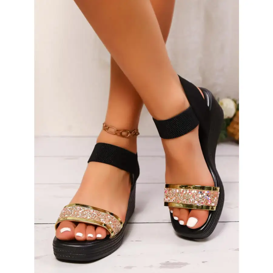 Glitter Platform Wedge Sandals