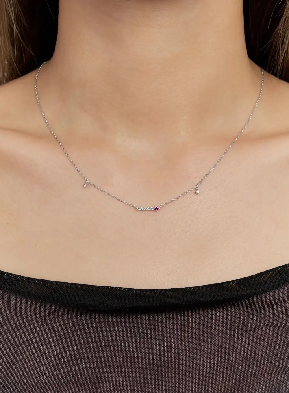 Chain Crystal Charm Necklace