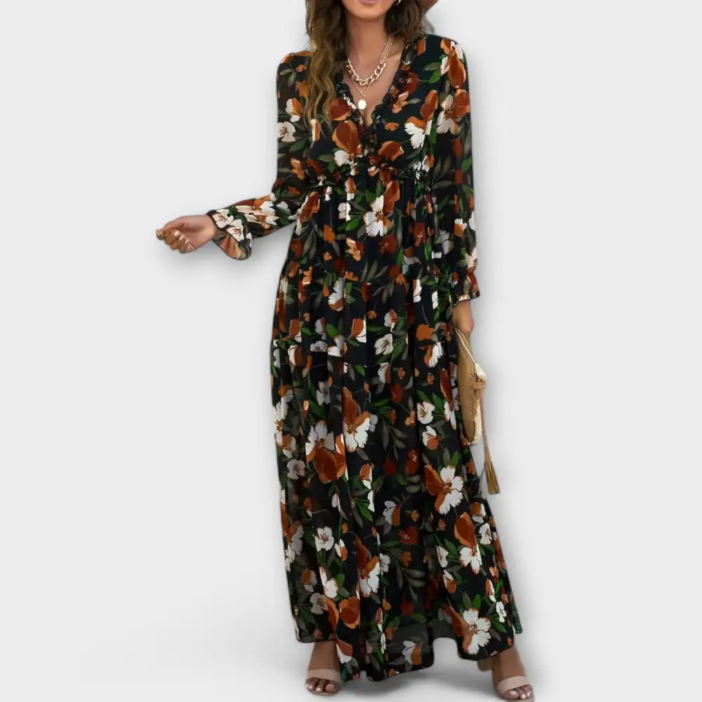 Pleated Flowing Casual Dress