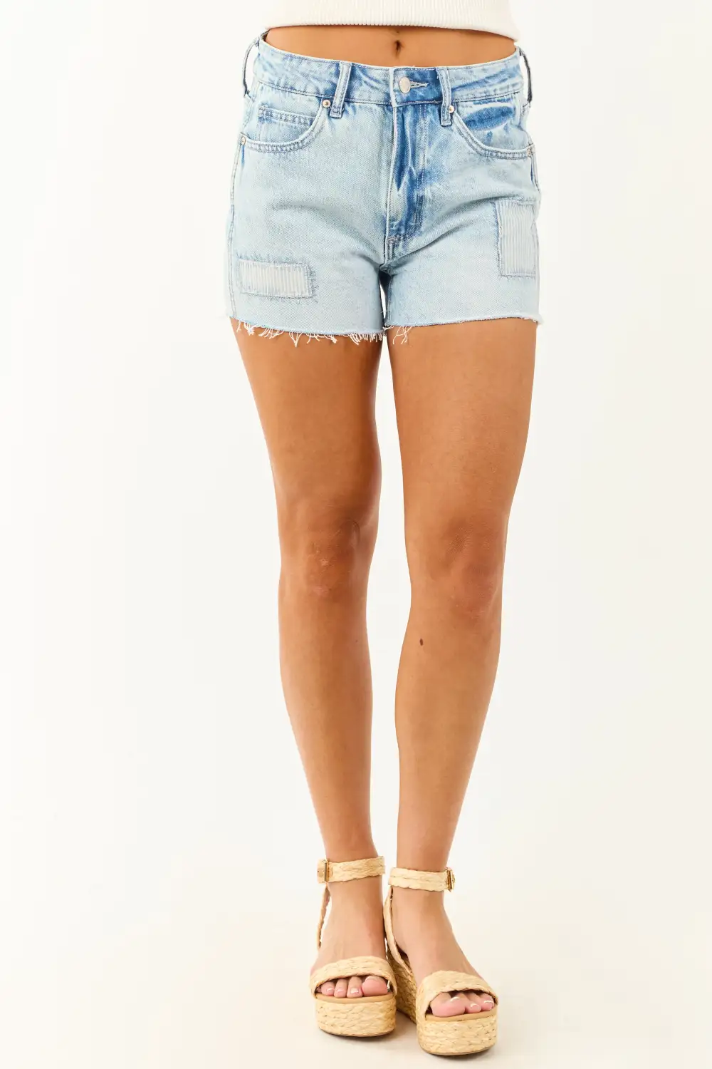 Patch Detail Denim Shorts