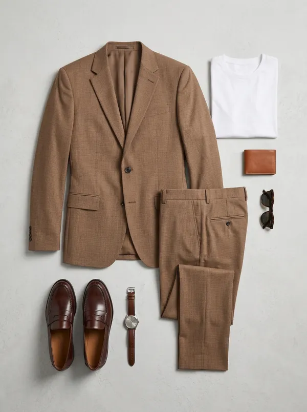 Notch-Lapel Two-Button Single-Breasted Regular-Fit Men's Two-Piece Suit Set