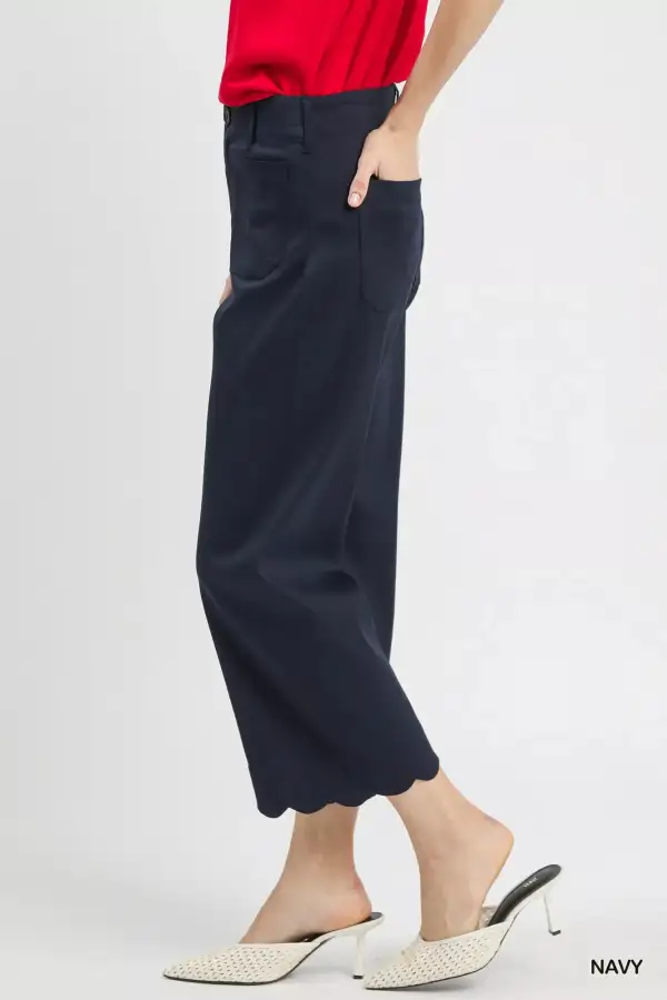 Wide Leg Pocketed Casual Pants