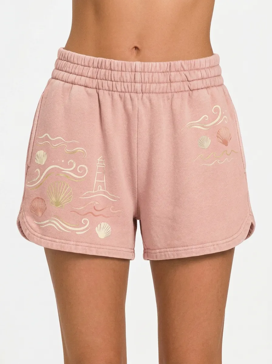 Women's Coastal Lighthouse Seashell Graphic Shorts
