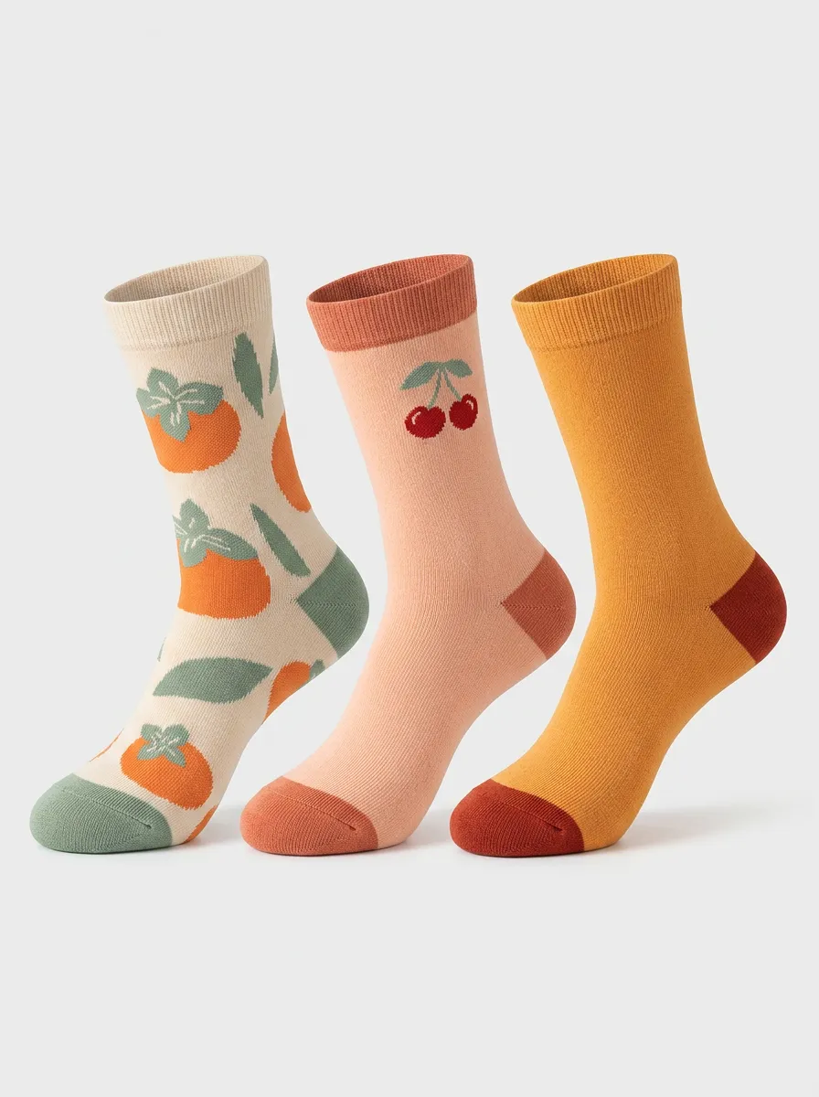 Lightweight Orchard Fruit 3-Pair Cotton Sock Pack