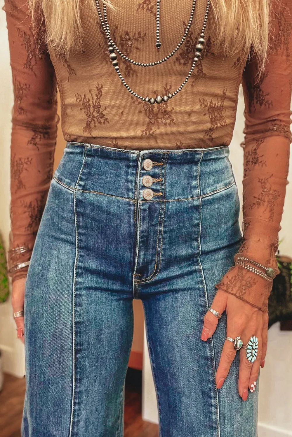 High Waist Raw Hem Casual Jeans