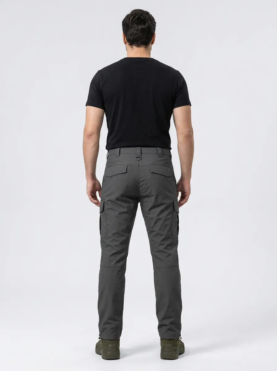 Men's Tactical D-Ring Zip-Pocket Cargo-Pocket Reinforced-Knee Knee-Panel Snap-Flap Cargo Pants