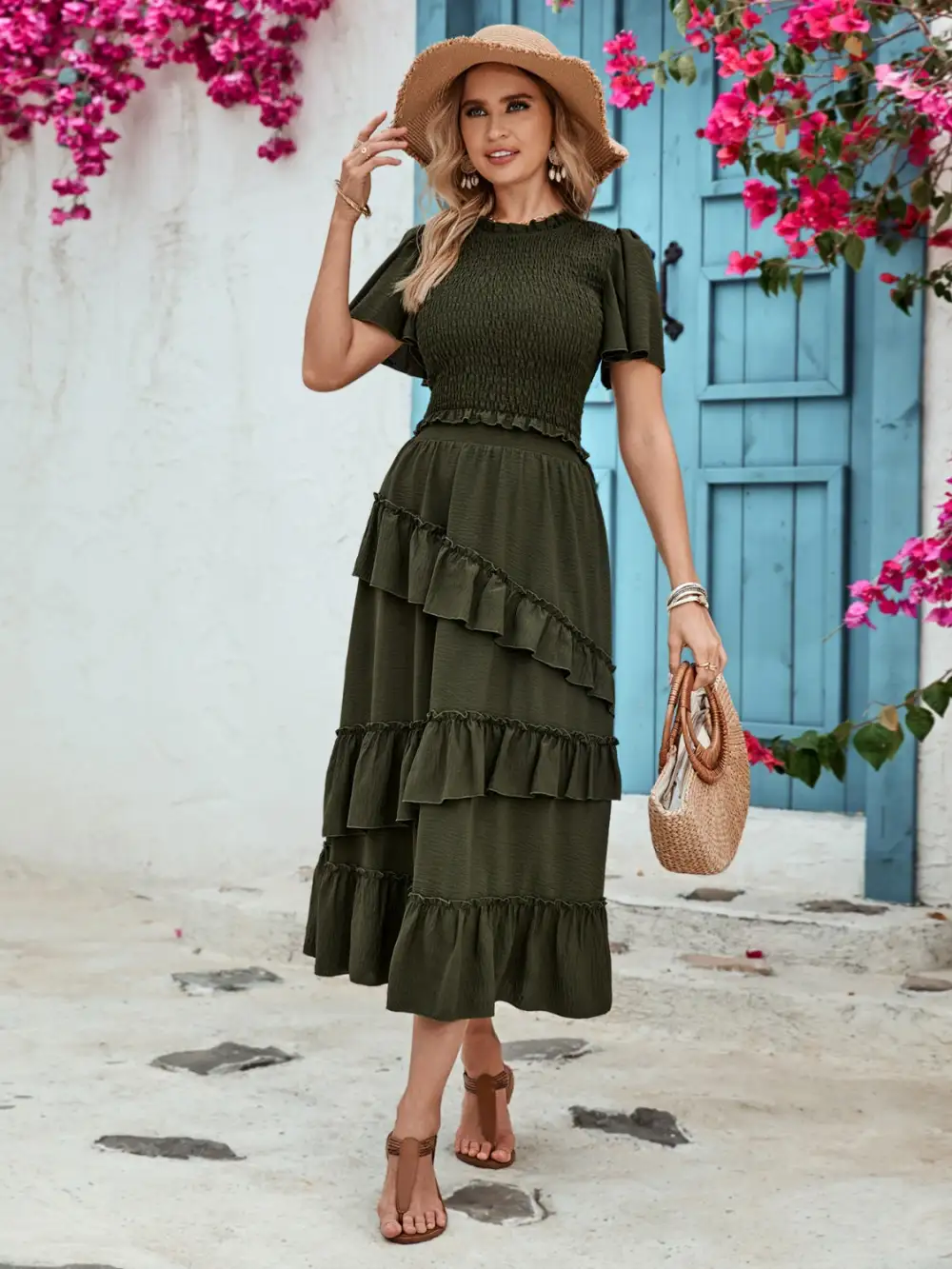 Layered Ruffle Trim Ruffled Detail Skirt