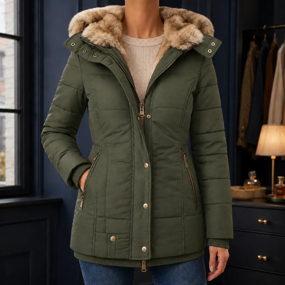 Hooded Quilted Plush-Lined Jacket