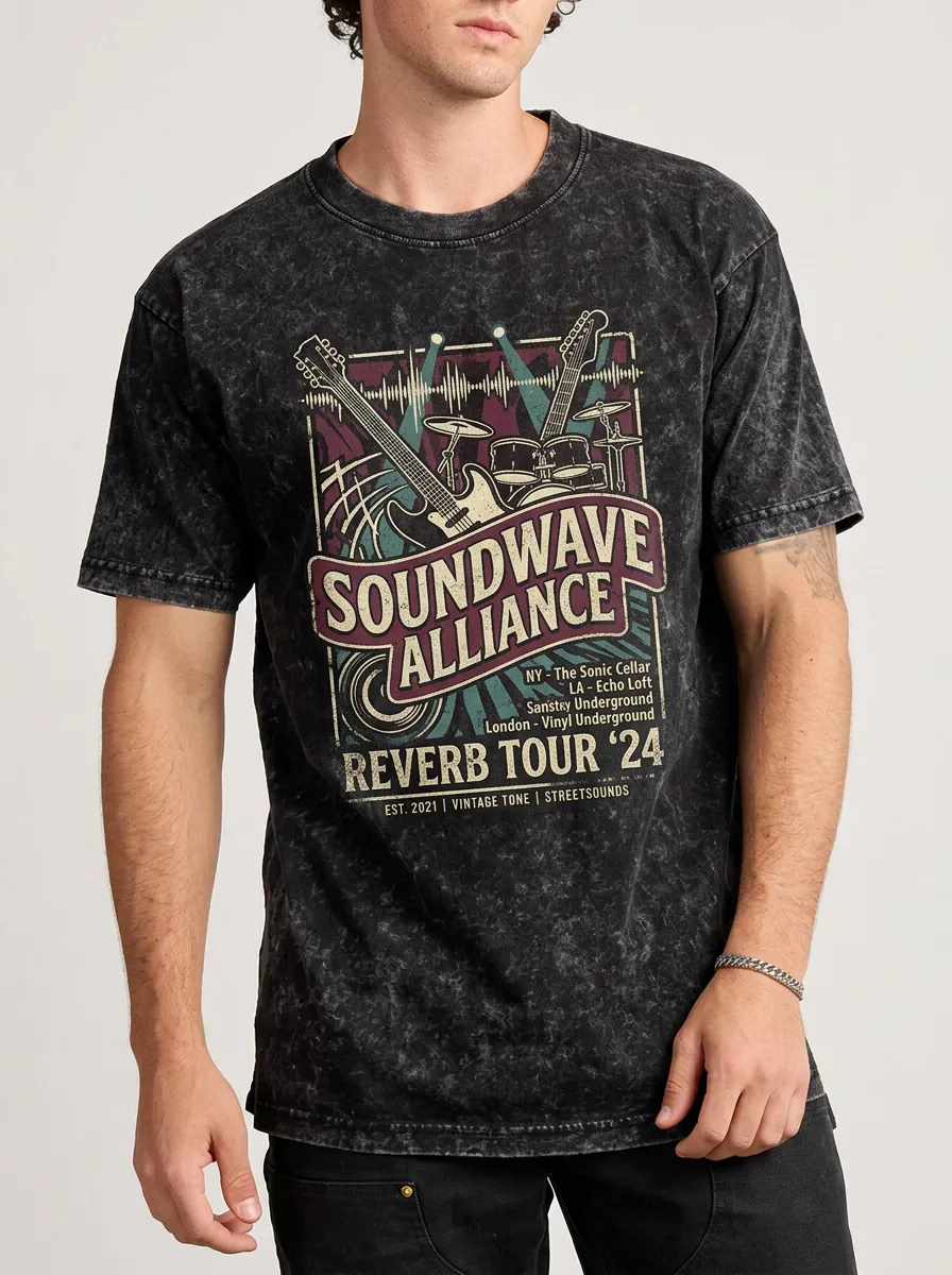 Men's Rock Band Soundwave Alliance Tour Graphic Printed T-shirt