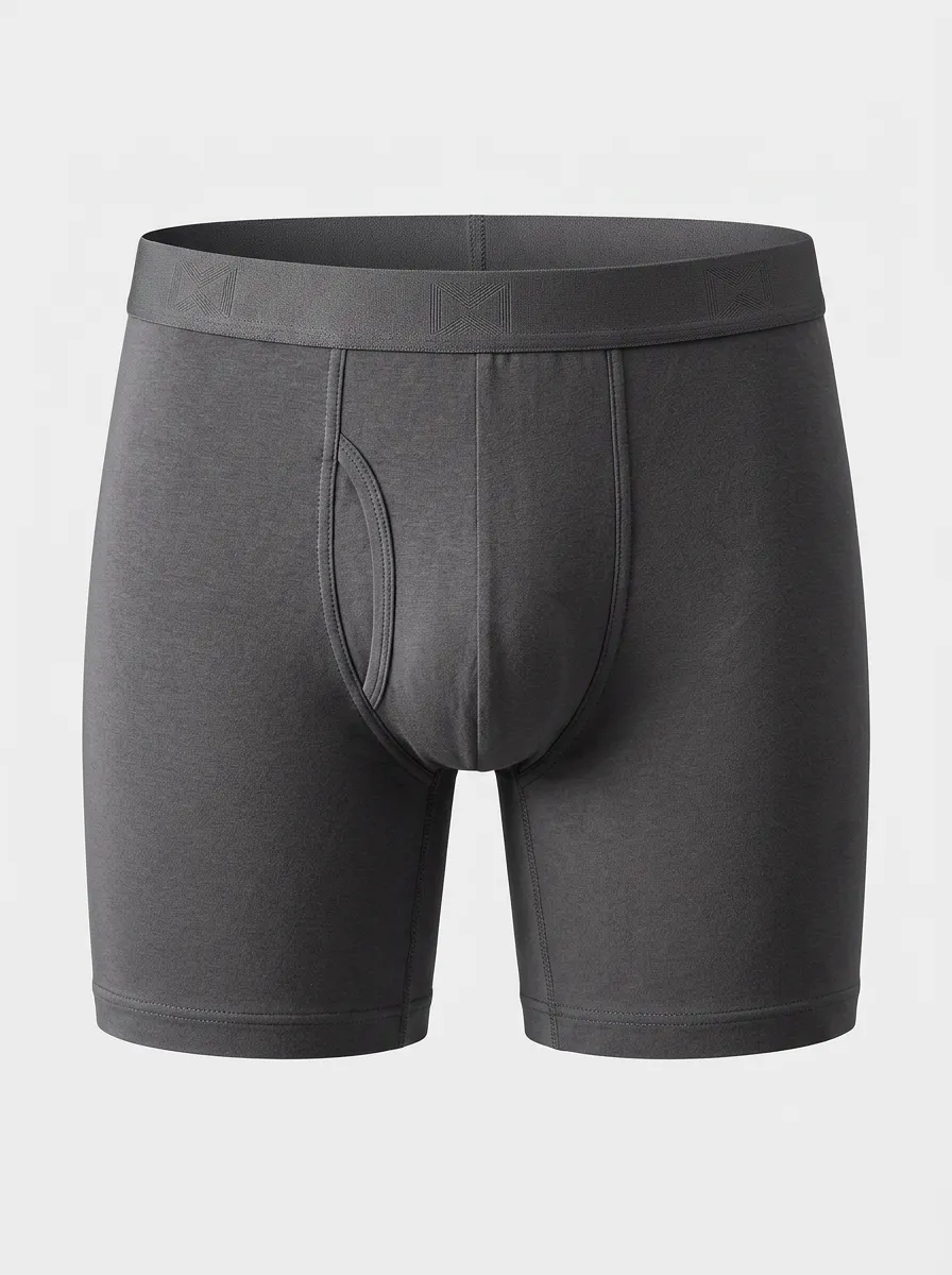 Men's Solid Charcoal Grey Minimalist Printed Boxer Briefs